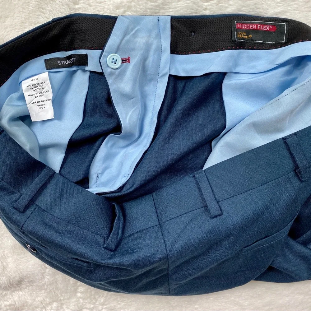 Louis Raphael Russo Straight Fit Blue Dress Pants Size 38x30